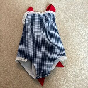 The Beaufort Bonnet- Sisi Sunsuit Rockefeller Royal Gingham/RR- 18/24 months EUC